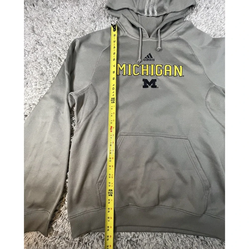 Michigan Wolverines Hoodie Mens Size Medium Gray Adidas Climawarm NCAA Pullover‎